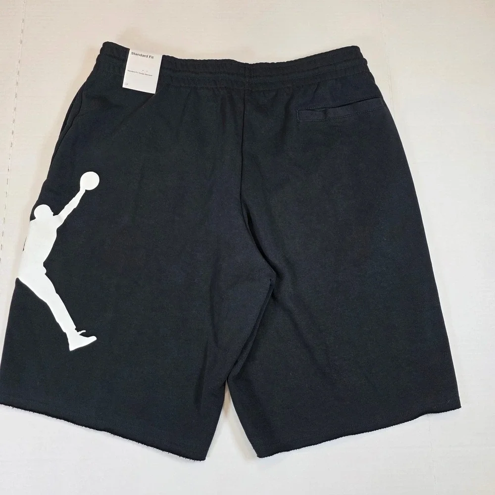 ⁠Nike Air Jordan Jumpman Logo Men's Fleece Shorts Black White AQ3115-010 Size M⁠